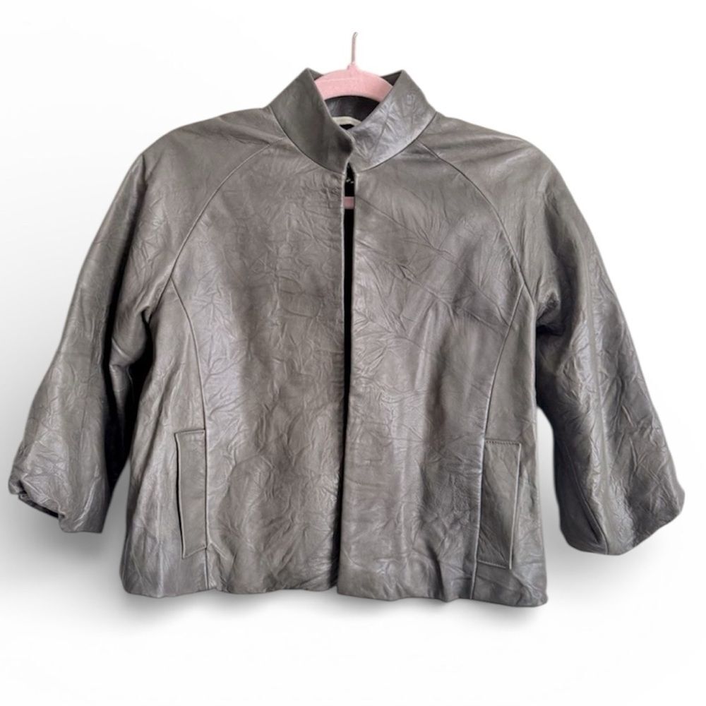 Vintage y2k Twelfth Street by Cynthia Vincent Olive Leather Cape Jacket